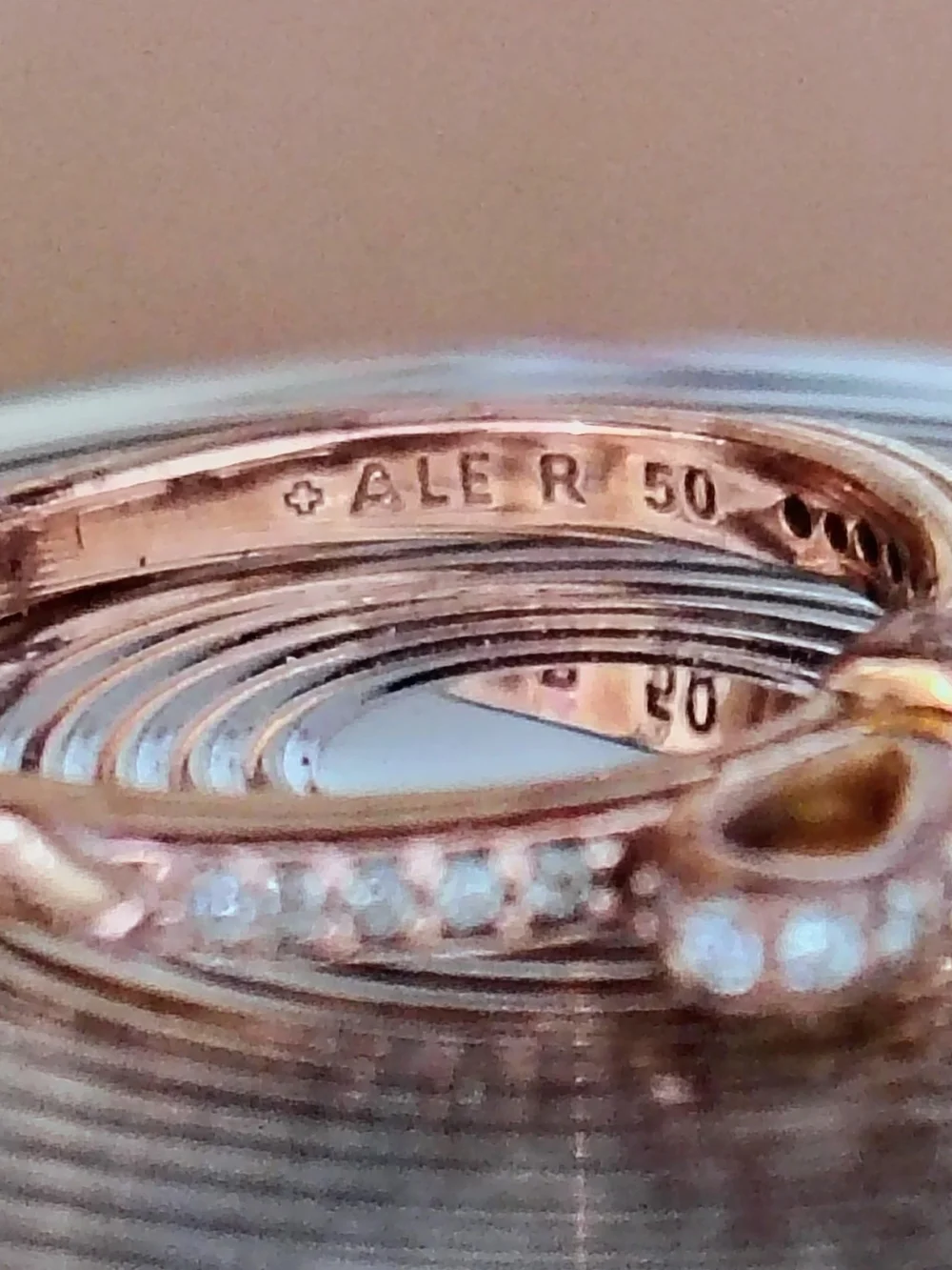 PANDORA Bow Ring Rose Gold Plate Over Sterling Clear CZ Ribbon Band ALE R 50